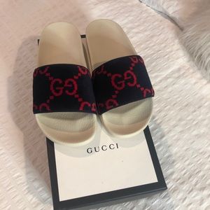Authentic Gucci GG velvet  slides